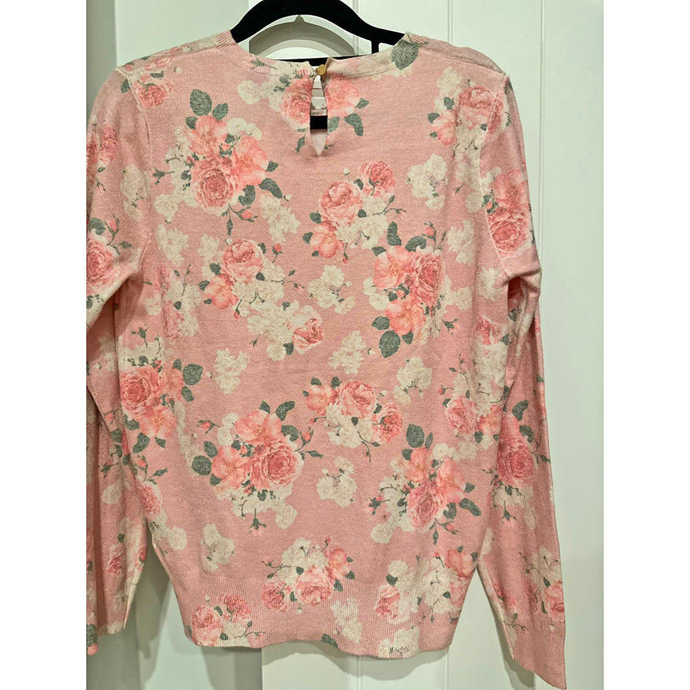 Made In Italy - Soft Pink Floral Print Long Sleeved Top