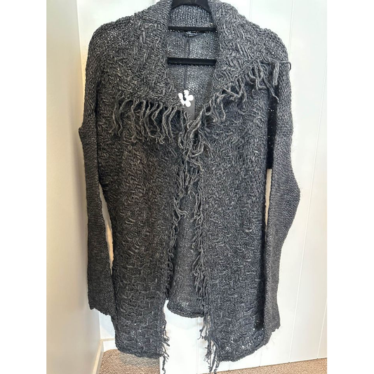 Made In Italy - Grey Knit Fringed Cardigan
