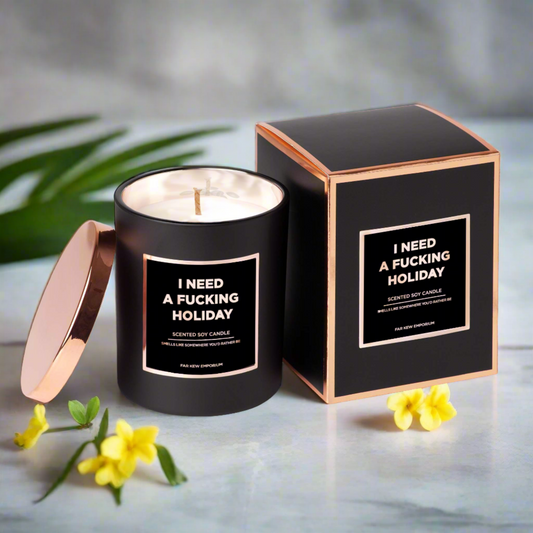 Disrupted Industries Luxury Scented Candle -  I Need a F*cking Holiday