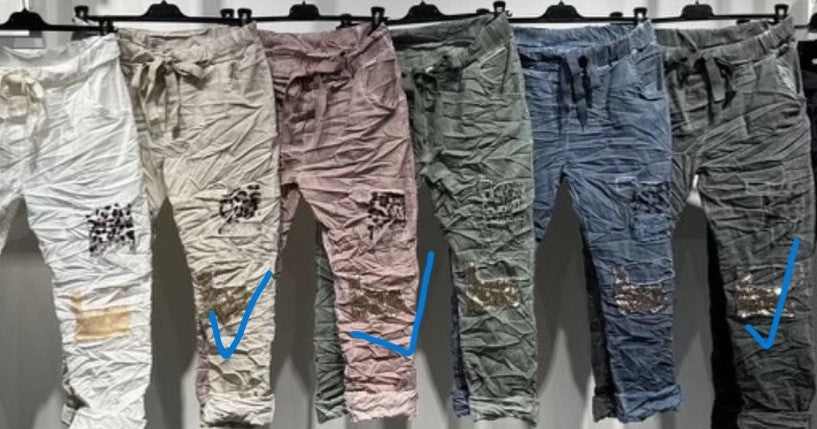 Elizabeth Scott Made In Italy - Sequin & Leopard Patch Pants