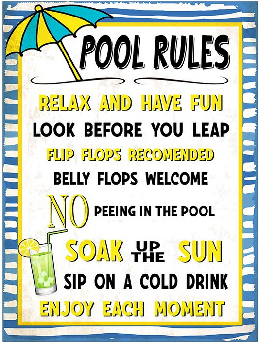 GET POSH - Signs - Pool Rules - Relax and Enjoy 30x40cm