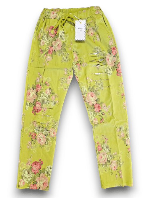 Helga May - Avocado High Tea Ripped Pants