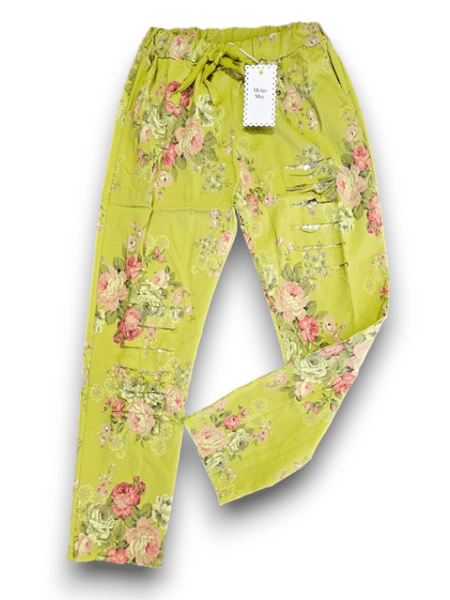Helga May - Avocado High Tea Ripped Pants