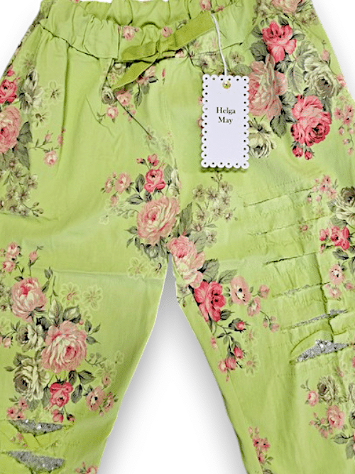 Helga May - Bright Lime High Tea Ripped Pants