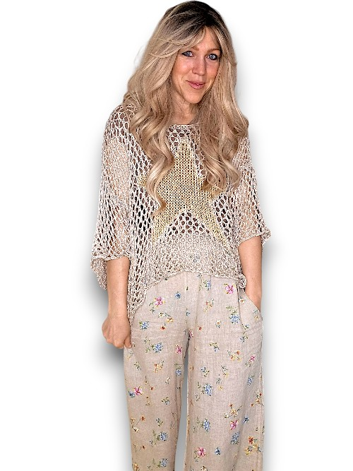 Helga May - Beige Crochet Star Knit