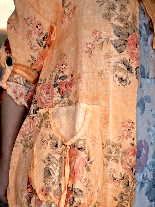 Helga May - Neon Orange High Tea Sequin Pocket Linen Jacket