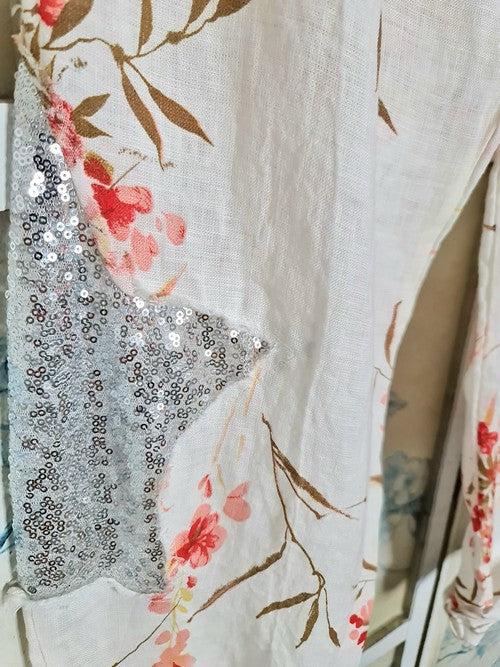 Helga May - Vanilla Aika Rose Linen Sequin Star Pants