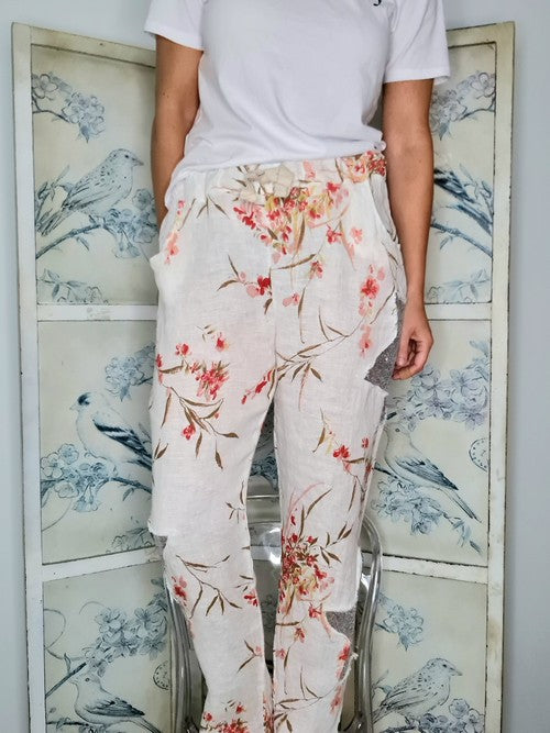 Helga May - Vanilla Aika Rose Linen Sequin Star Pants