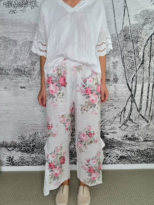 Helga May - White High Tea Lace Leg Pants