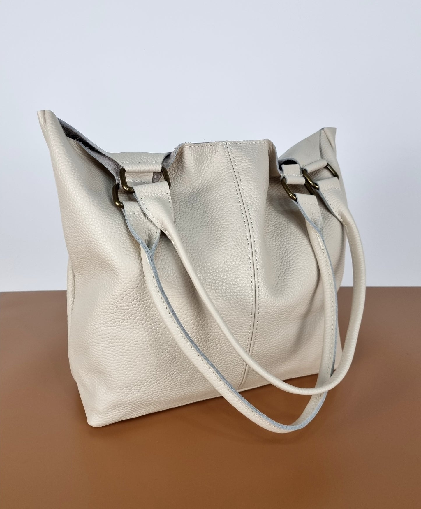 Italian Leather Cream Handbag