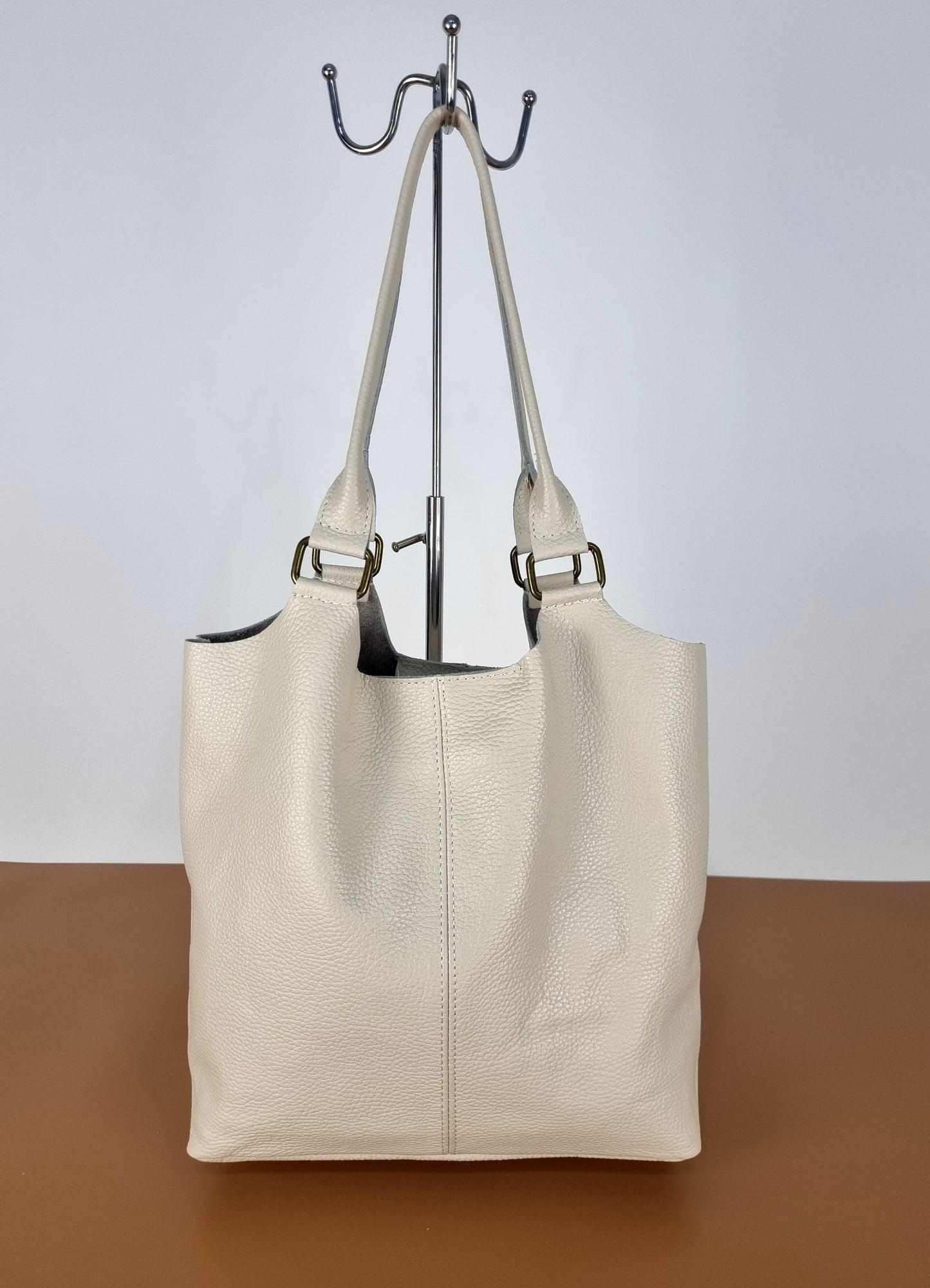 Italian Leather Cream Handbag