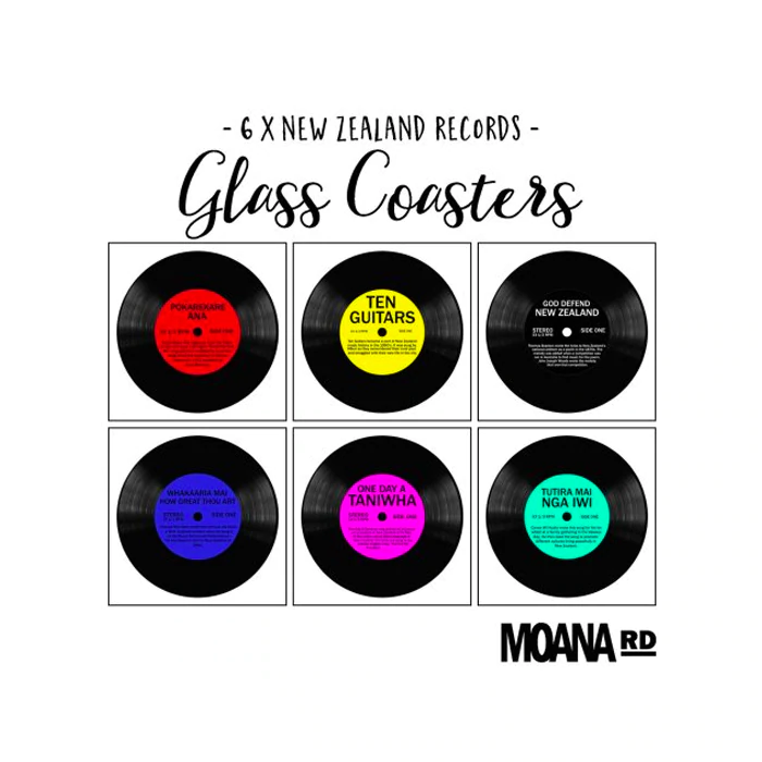 Moana Road - Coasters - Glass Set Of 6 Records