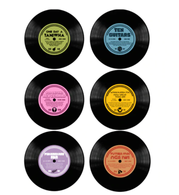 Moana Road - Coasters - Glass Set Of 6 Records