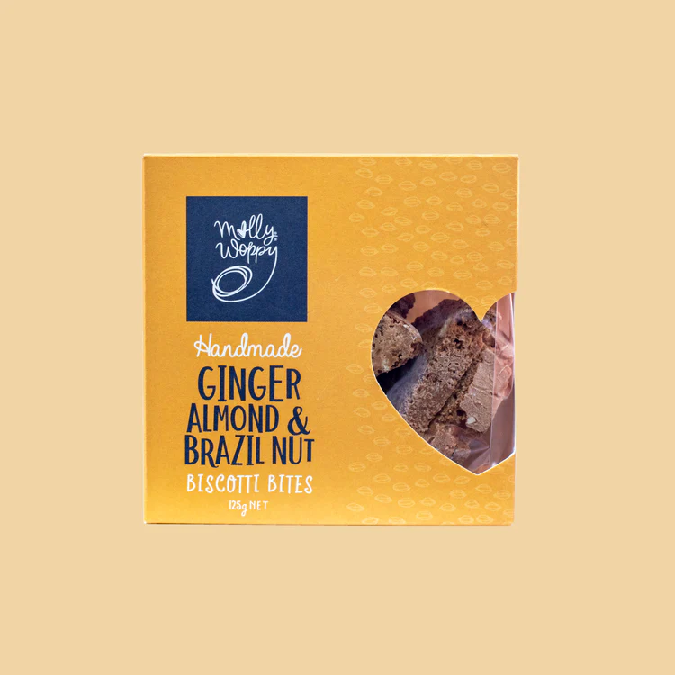 Molly Woppy - Ginger Almond Brazil Nut Biscotti Bites 125g