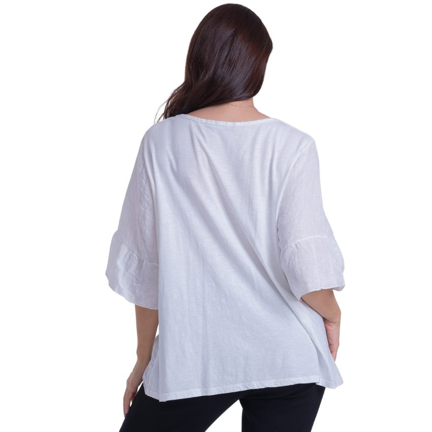 Vera May - Italian Linen White Star Top