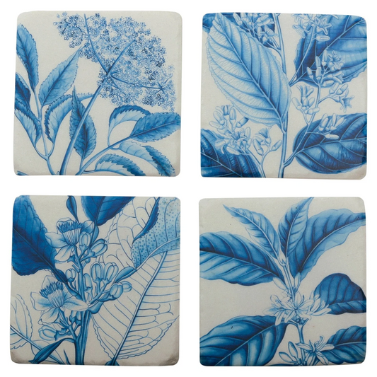 Coasters - Blue Leaf Set of 4