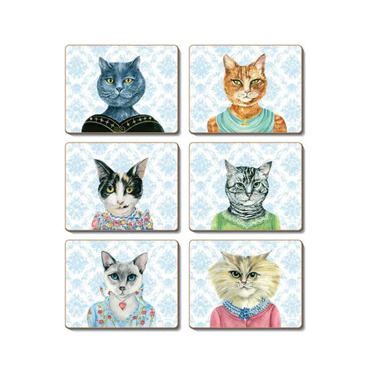 Coasters - Lady Cat Luncheon Set of 6