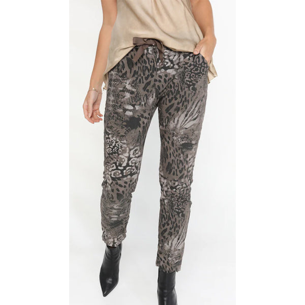 Elizabeth Scott Made In Italy - Animal Print Pants Beige