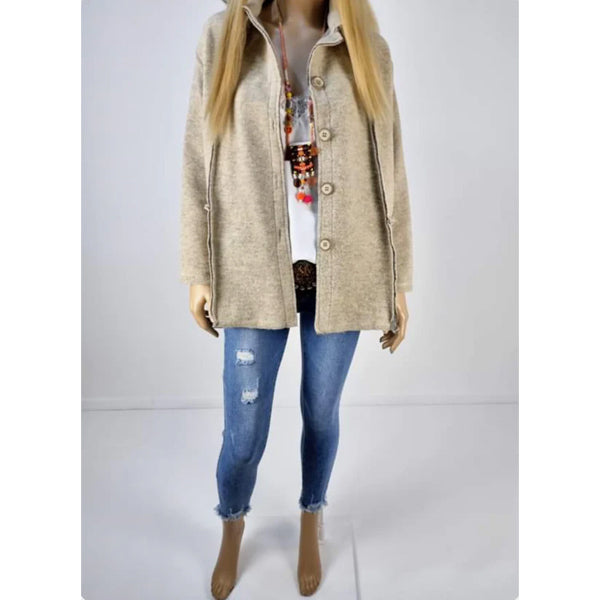 Italian Felted Wool Light Jacket - Beige