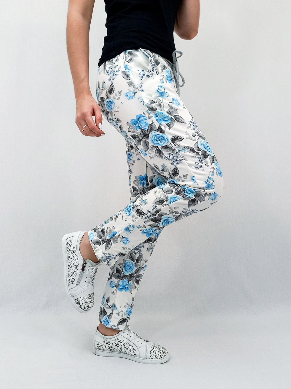 Aida Rose - Emily Cotton Pant Blue Floral Fondi