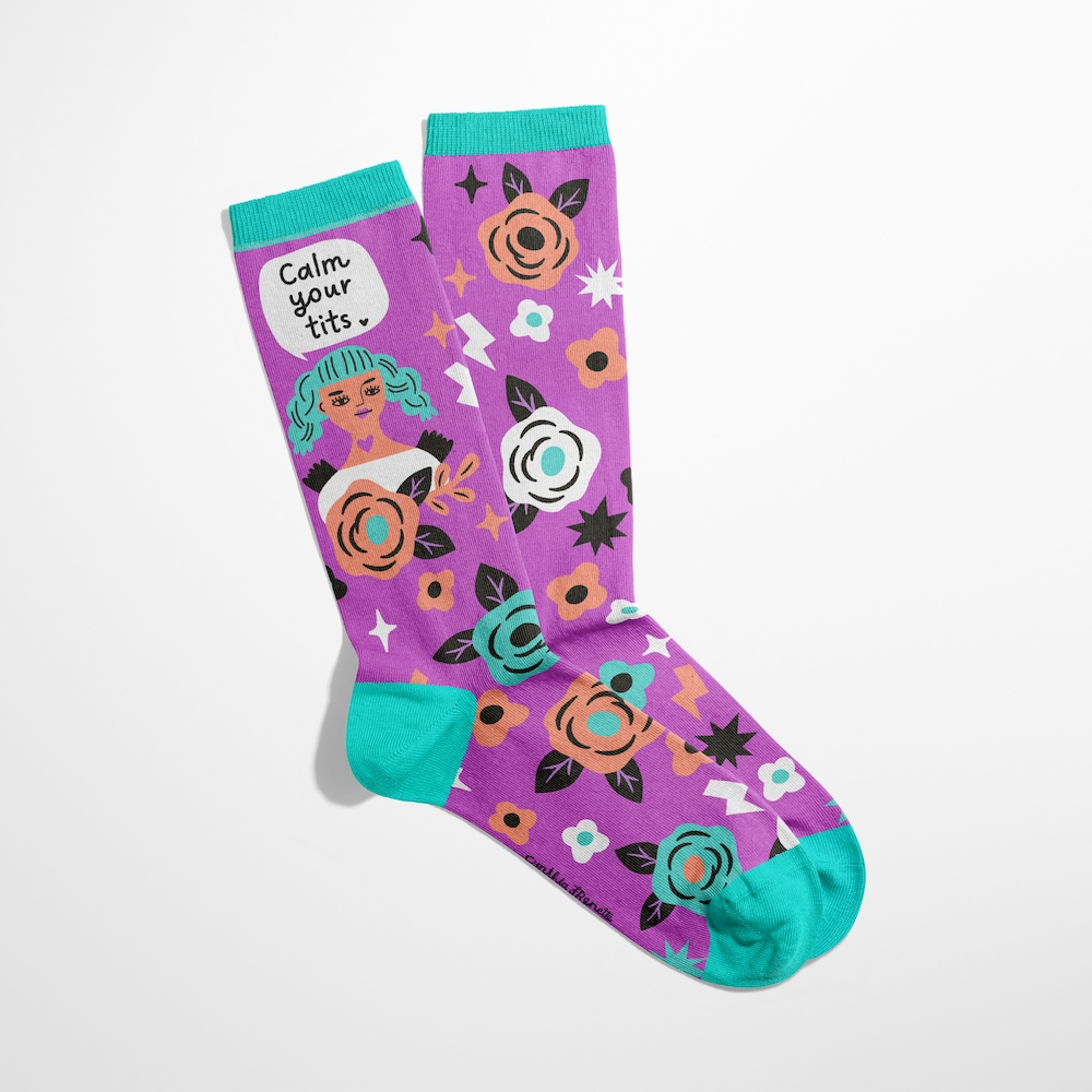 Socks Ladies - Calm Your Tits Grumpy Angel Socks