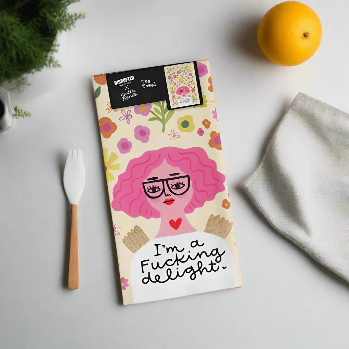 Tea Towel - I'm A F*cking Delight Grumpy Angel
