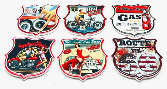 GET POSH  Coasters - American Retro Classics, Ceramic with Cork Back 6 designs