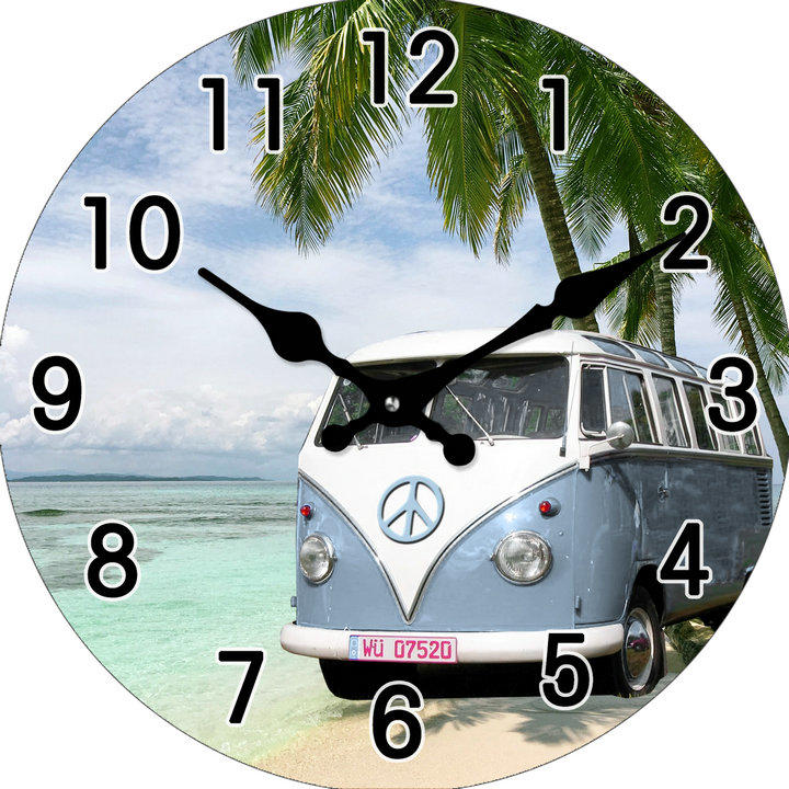 GET POSH - Wall Clock - VW Kombi At The Beach 30cm