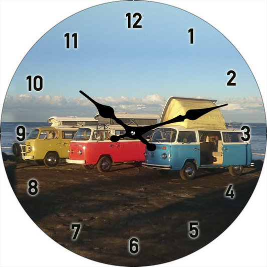 Wall Clock - VW Kombi At The Beach 30cm