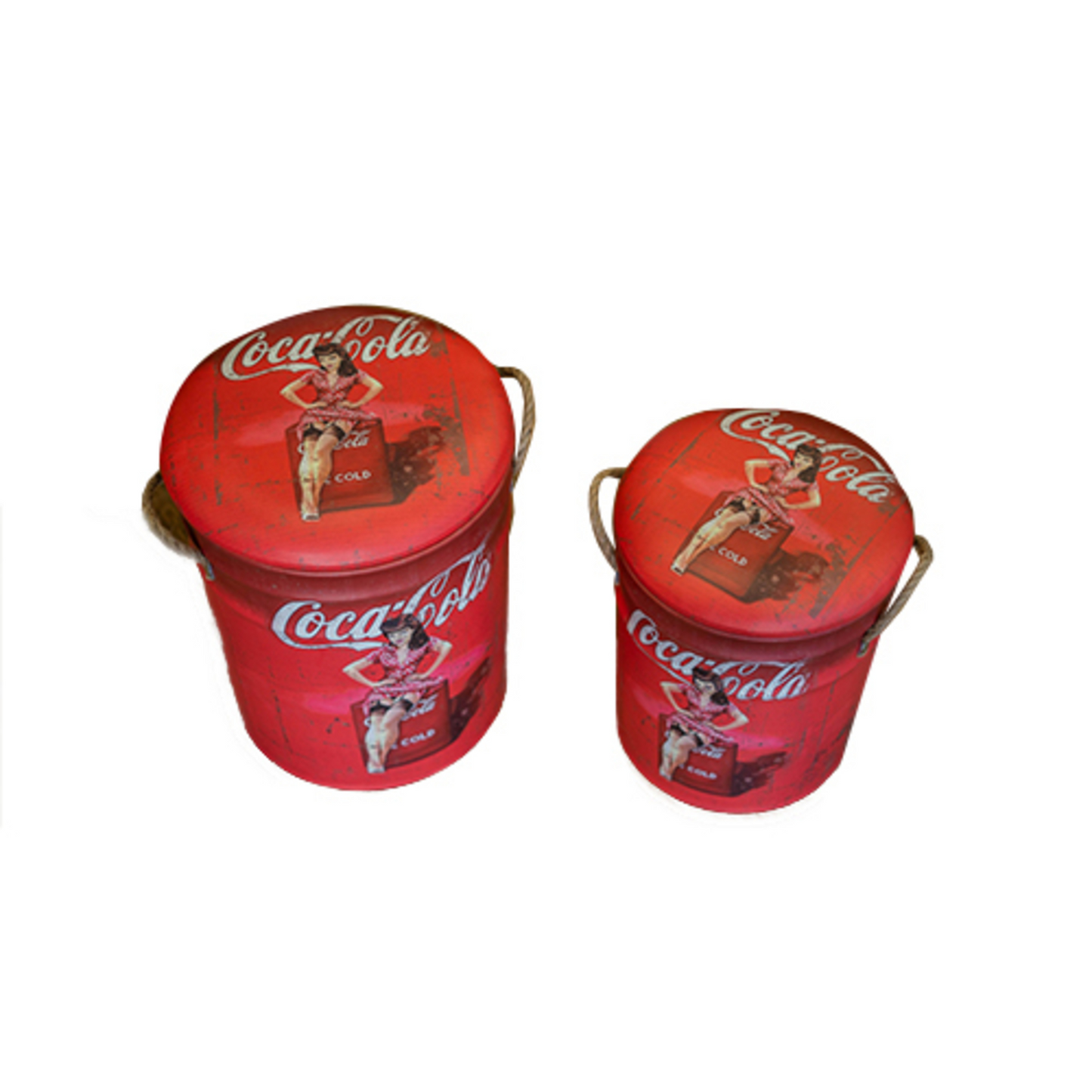 GET POSH - Storage Stools - Coca Cola Retro Storage Stools - Set of 2