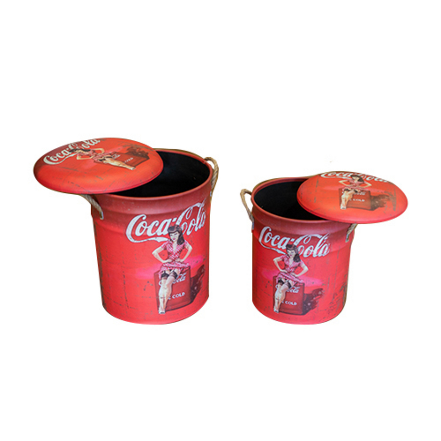 GET POSH - Storage Stools - Coca Cola Retro Storage Stools - Set of 2