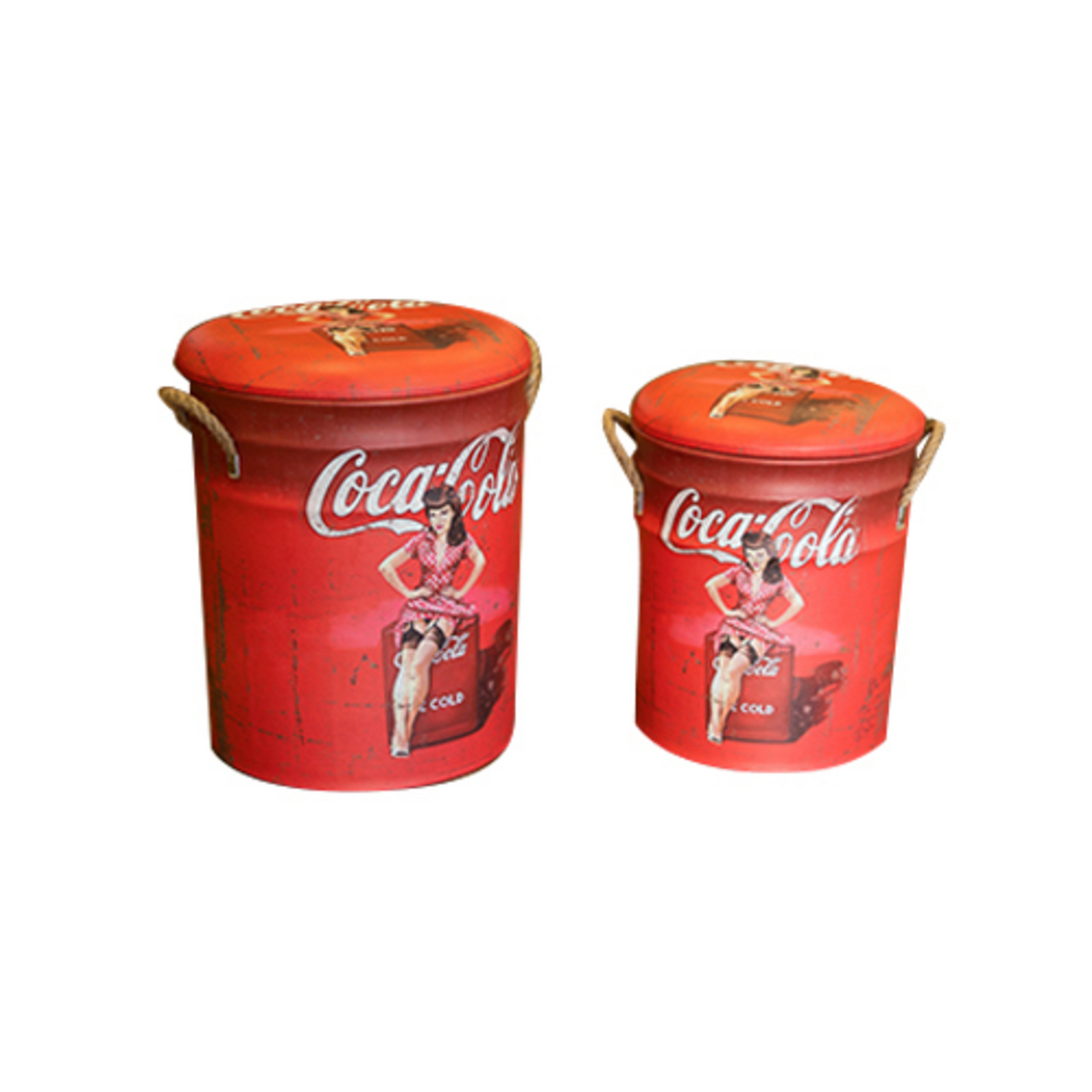 GET POSH - Storage Stools - Coca Cola Retro Storage Stools - Set of 2