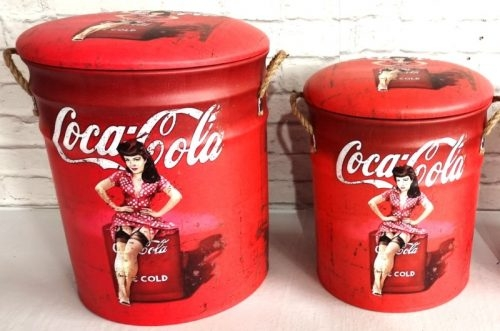 GET POSH - Storage Stools - Coca Cola Retro Storage Stools - Set of 2