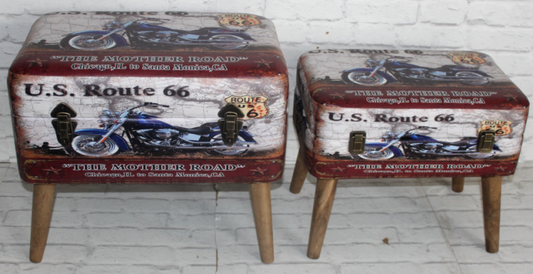 GET POSH - Storage Seats - US Route 66 Storage Seats set of 2