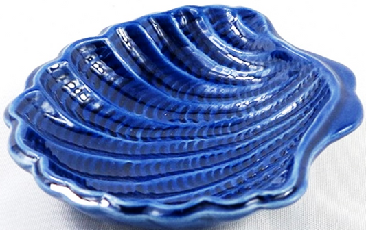 GET POSH - Shell Fan Plate Cobalt Ceramic 16x14 cm