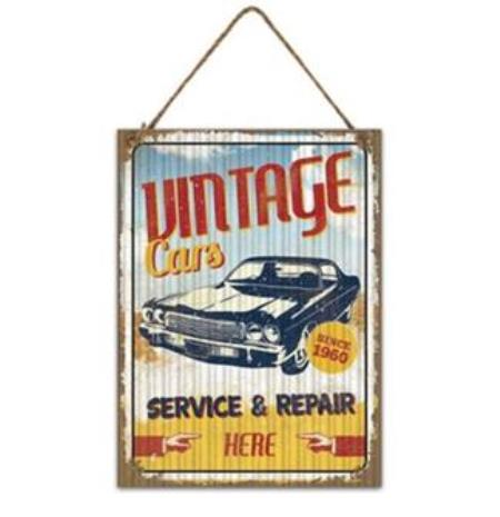 GET POSH - Signs - Metal Sign Corrugated Vintage Cars Service & Repair 30x40cm