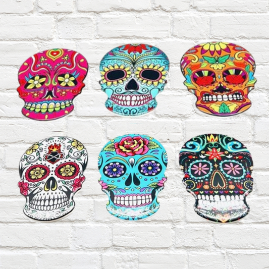 GET POSH Coasters - Bright Funky Skulls, Ceramic With Cork Back 6 Designs, 36 Assorted in PDQ