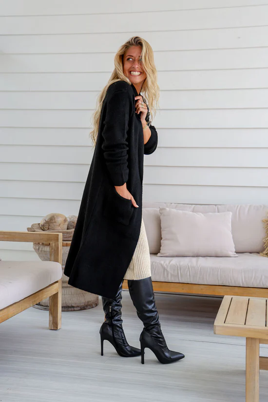 Cardigan - Haven Longline Black