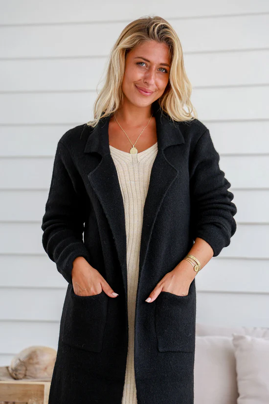 Cardigan - Haven Longline Black