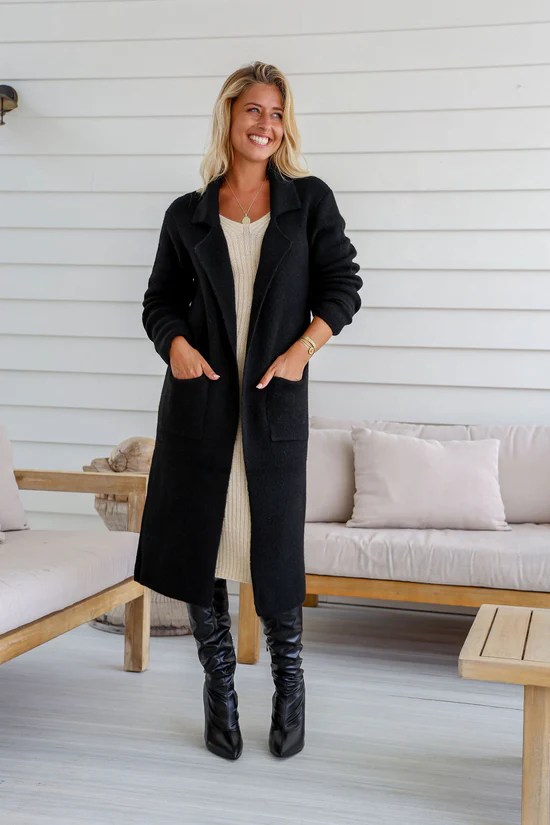 Cardigan - Haven Longline Black