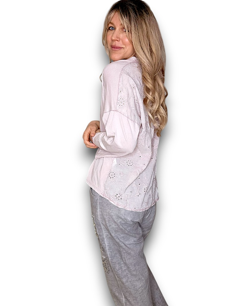 Helga May - Baby Pink Poet Front Pocket Mid SleeveTee