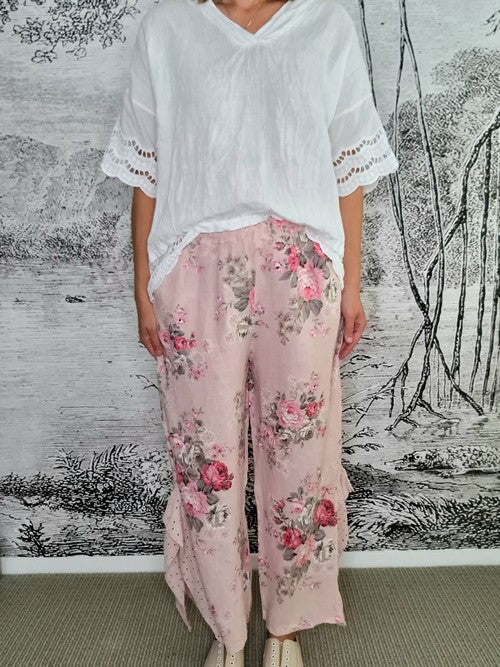 Helga May - Baby Pink High Tea Lace Leg Pant