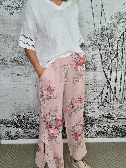 Helga May - Baby Pink High Tea Lace Leg Pant