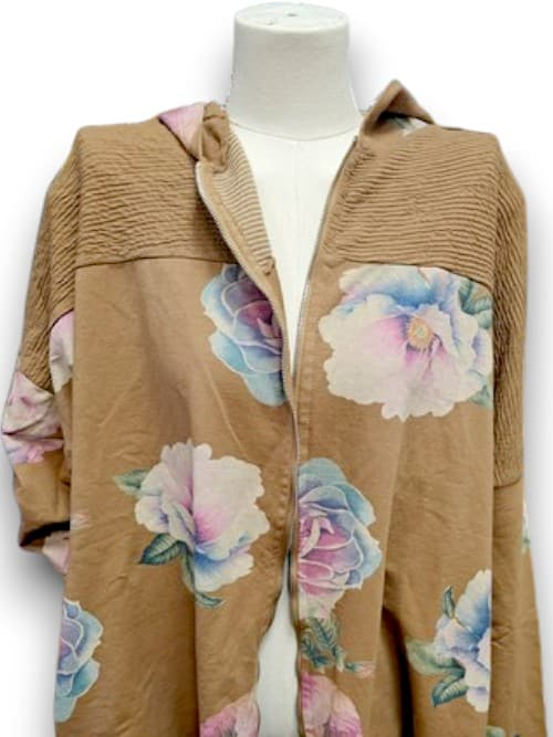 Helga May - Coffee Ombre Peony Patchwork Hoodie