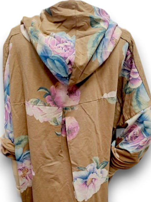 Helga May - Coffee Ombre Peony Patchwork Hoodie