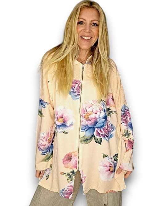 Helga May - Dark Apricot Ombre Peony Patchwork Hoodie