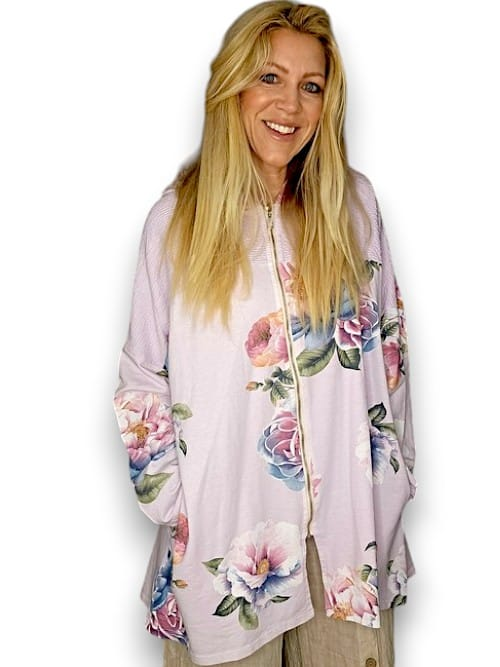 Helga May - Lavender Ombre Peony Patchwork Hoodie