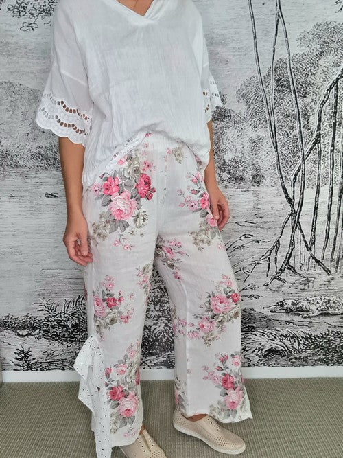 Helga May - White High Tea Lace Leg Pant