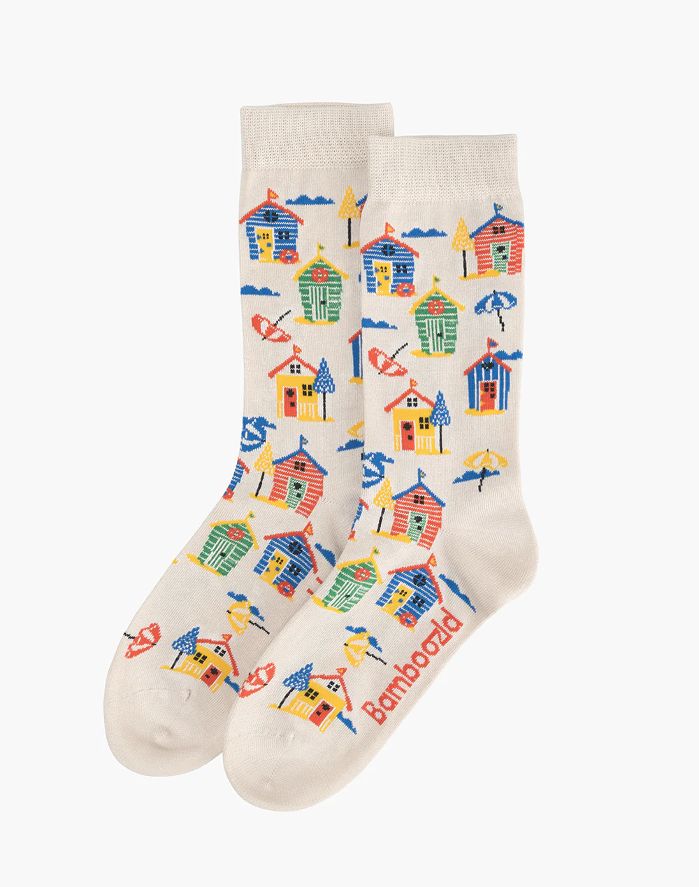 Socks Ladies - Beach Houses Bamboo Sock Card - Natural W2-8