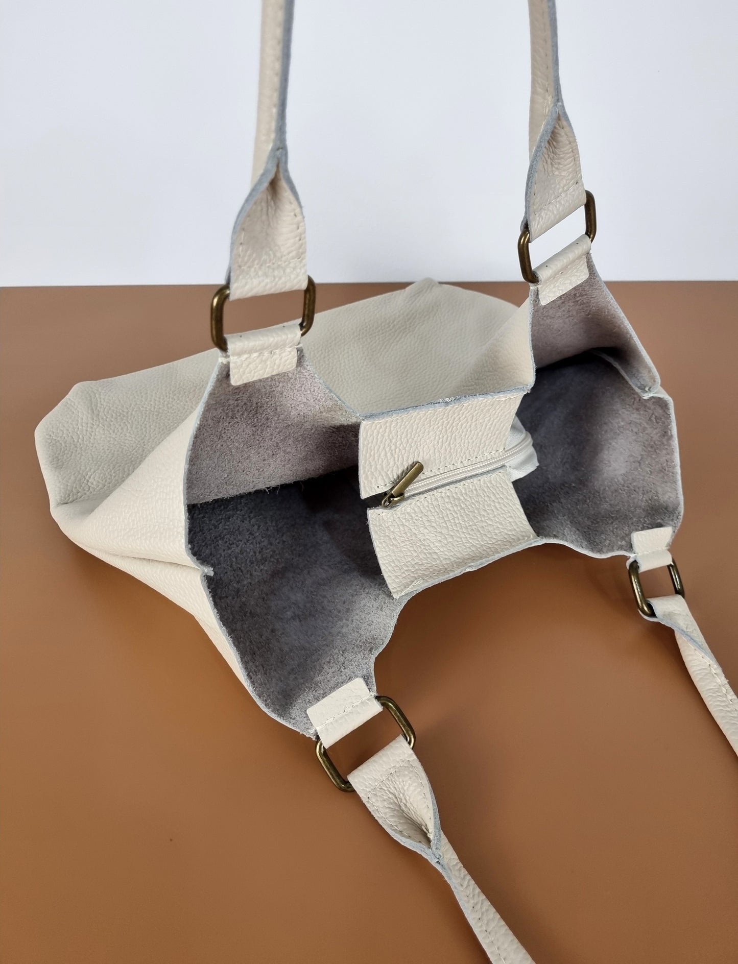 Italian Leather Cream Handbag